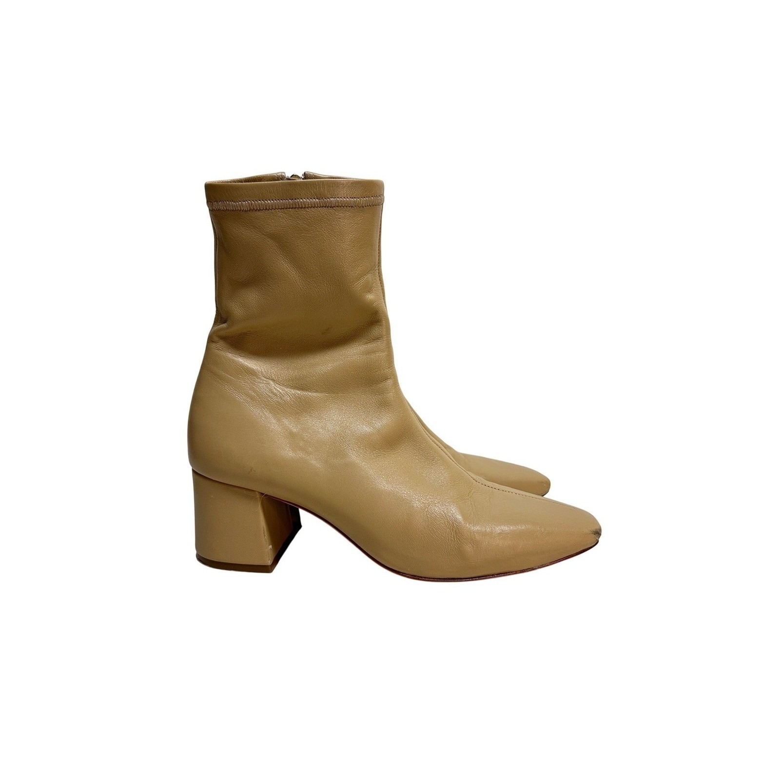Daniella Shevel Milani Low Heel Stretch Bootie Creamy Camel Leather Women 38 7.5 — image 2 of 8
